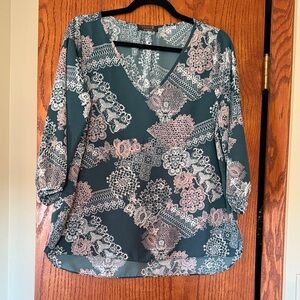 Renee C Floral Lace Patterned Women's Top, Size L